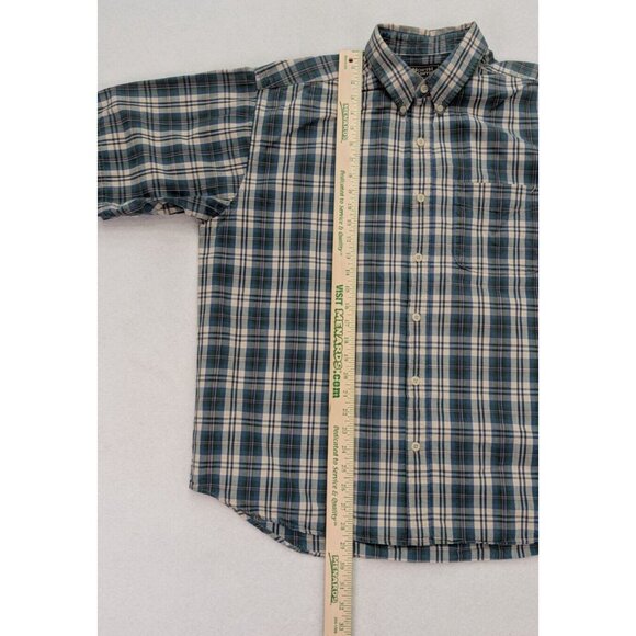 North Country Men's Shirt Size L Blue Beige Plaid Short Sleeve Button-Up - Picture 13 of 16